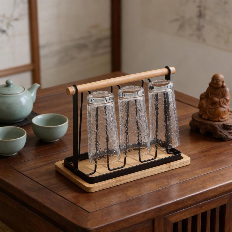 Elegant Iron Mug Rack Cups Organizer Cup Drying Stand Metal Texture Simple Theme Suitable for Modern Home Decorating