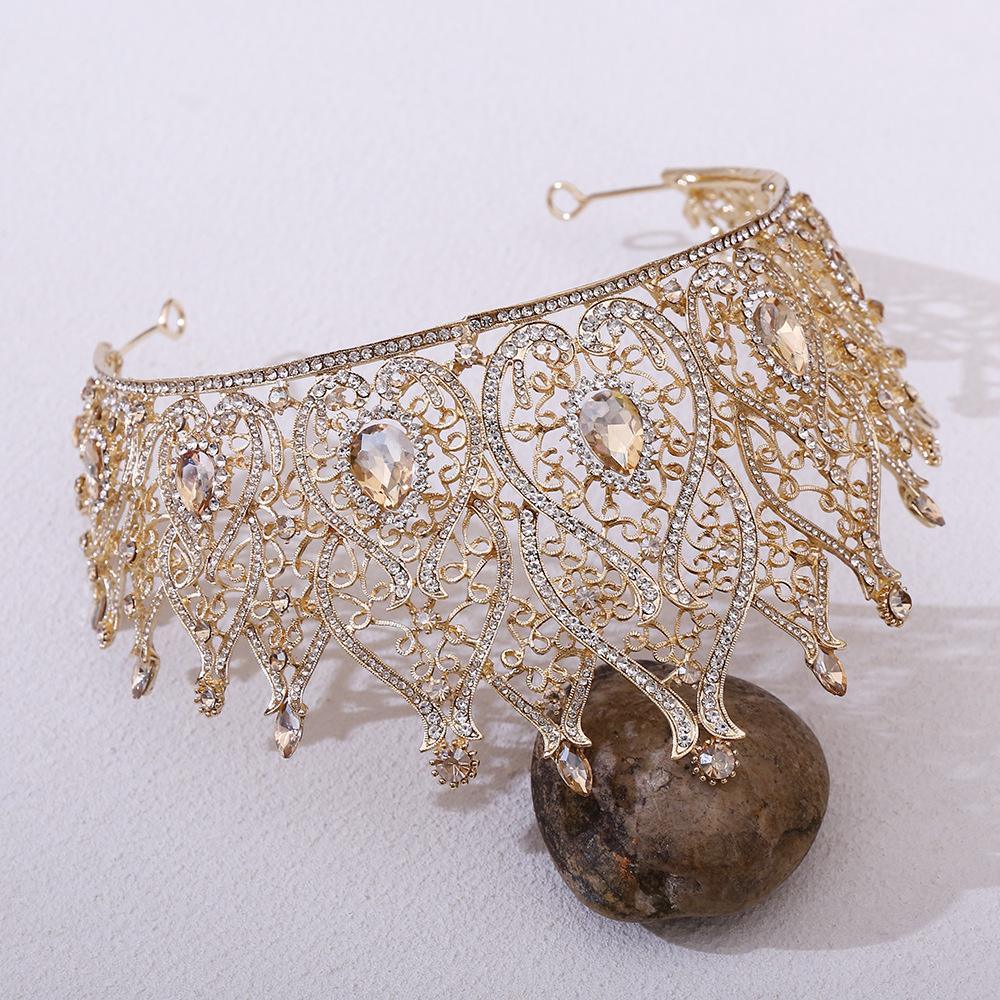 Bridal Red Baroque Crown, Multi-diamond Water Droplets European and American Headgear, Wedding Dress Accessories 2026