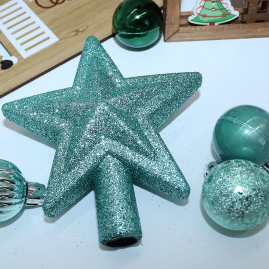 30 Pcs Mini Christmas Ball Ornaments Set 1.81 Inch Plastic Christmas Ball Hanging Ornaments with Glitter Tree Topper Star for Holiday Wedding Birthday