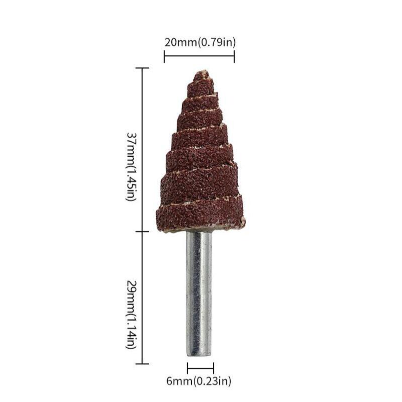Conical Sandpaper Grinding Head With Handle, Sandcloth Grinding Head, 6mm Round Handle, Polished Pointed Impeller