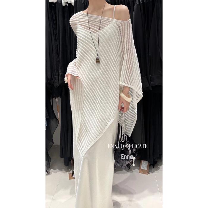 Summer Sun Protection Women's Hollow Knit Batwing Sleeve Cape Cardigan