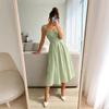 Spring and Summer New Mint Green Suspender Skirt, Waist Strap A Word Medium and Long Dress, Factory Direct Approval