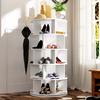 Shoe Rack Rotatable Angle White Finish Round 5 Tiers Stable Base Large Capacity Wooden Shoes Storage Stand Home