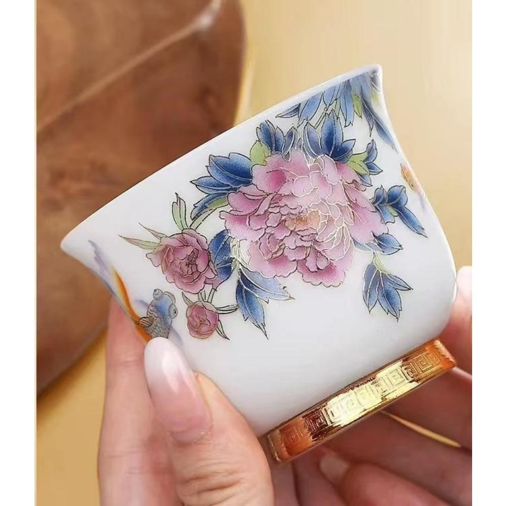 China Ceramică Glazură Neobișnuită Porțelan Jingdezhen Ceașcă Glazură Estetică Pentru Kung Fu Puer Oolong Tieguanyin Ceremonie Ceai cu Flori