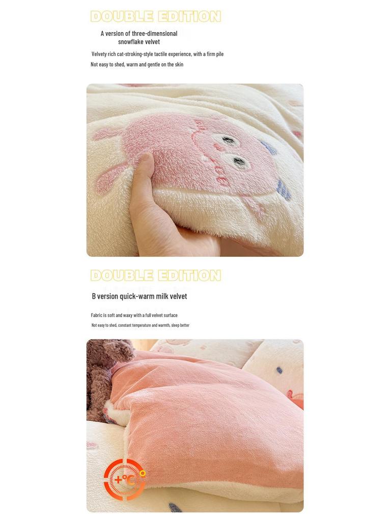 Cozy Winter Flannel Bedding Set: Warm Velvet Duvet Cover, Bed Sheet, and Pillowcases for Dorms
