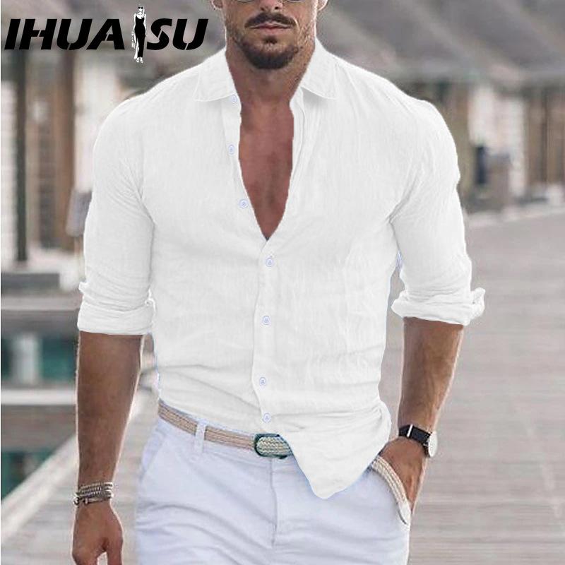 IHUASU Baumwolle Langarm T-Shirt Herrenmode Lockeres Shirt Bedrucktes Mitfühlendes Shirt