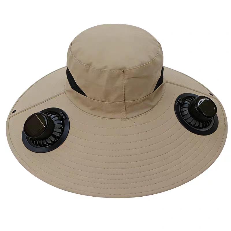 Solar Powered Foldable Camping Hiking Climbing Adjustable Breathable Waterproof Polyester Outdoor Sun Hat Light Portable Fishing