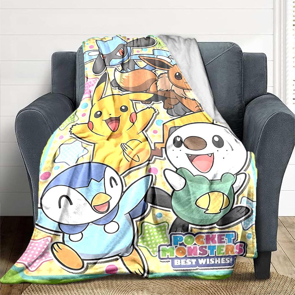 1pc Pokemon Blanket Lightweight Flannel Blanket Throw Blanket For Sofa, Bed, Travel, Camping, Livingroom, Office, Couch