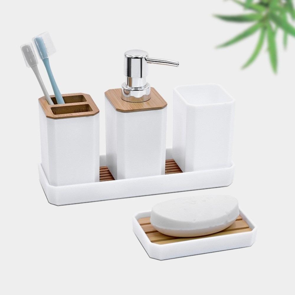 5pcs/set Non Slip Countertop Hands Soap Bottle Toothbrush Holder Bathroom Organizer Set  for Hotel