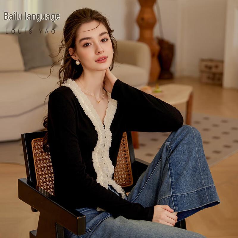 

Женский трикотажный топ с V-образным вырезом и цветными блоками, с отделкой кружевом с бисером XL