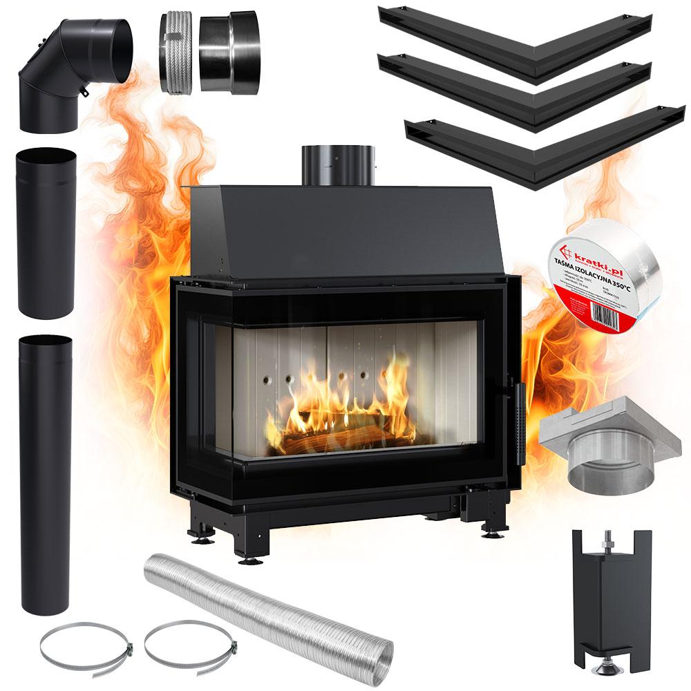 KRATKI SIMPLE Left Air Fireplace Insert 6kW Eco Recuperation CLOSING SET