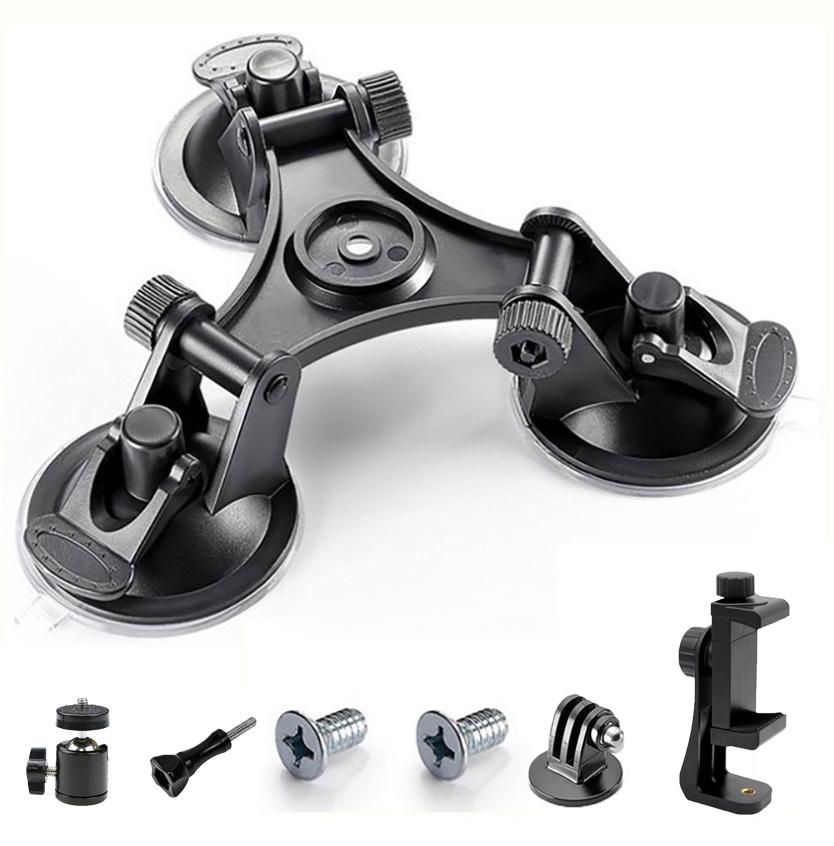 For Insta360 X4 X3 Accessories Tri-angle Suction Cup Tripod Mount for GoPro Hero 13 12 11 10 9 DJI Osmo Action 3 4 Smartphone