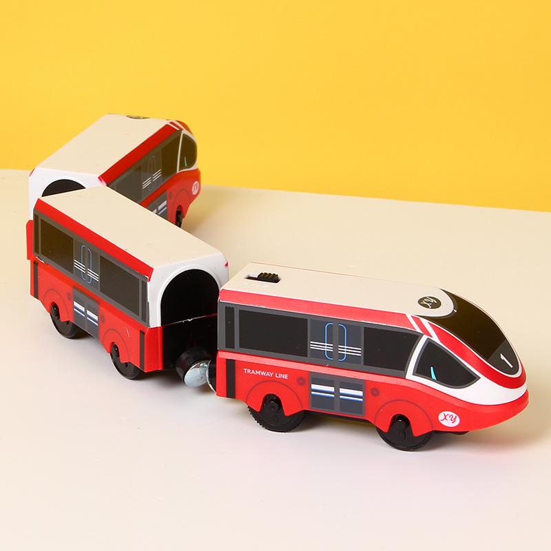 Kids RC Electric Train Set Locomotive Magnetic Train Diecast Slot Toy Fit for Wooden Train Railway Track Toys for Children Gifts