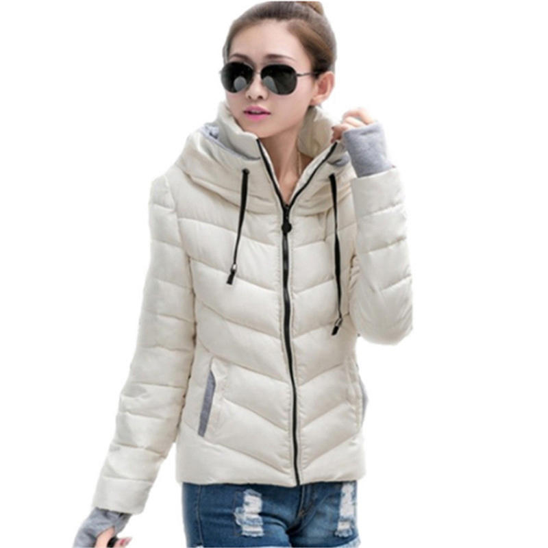 Female Winter Warm Parkas Solid Color Full Sleeve Cotton-Padded Thickening Slim Outerwear