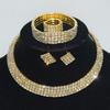 Gold & Silver Rhinestone Jewelry Set: Choker, Bracelet, Stud Earrings, & Necklace