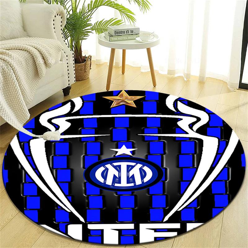 1pc I-Internazionale Milano Print Round Carpet Chair Round Carpet Suitable for Bedroom Living Room Home Decorative Carpet