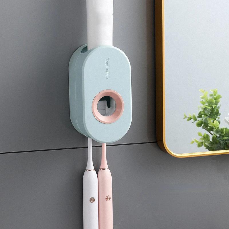 1 Upgraded Automatic Toothpaste Dispenser Toothpaste Squeezer Bathroom Wall Mounted Dust Bracket Toothbrush Holder