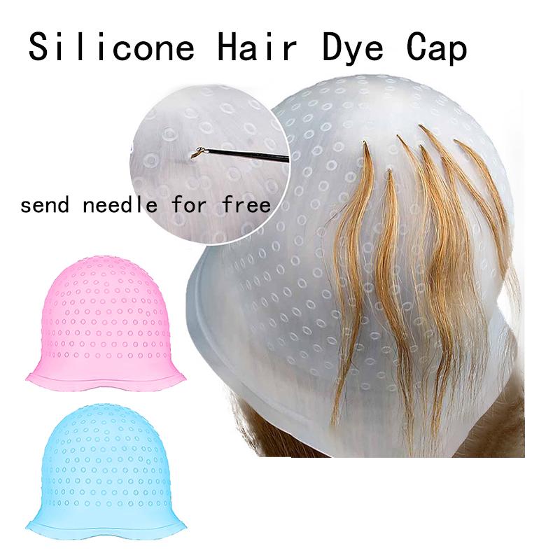 Salon Silicone Hair Coloring Cap Highlight Reusable Needle Hair Dying Hair Dye Cap Household Dye Hairstyling Tools Accessories