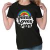 Christian Faith LGBT Pride Jesus Loves Gays Womens Top Junior Graphic Tee