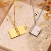 Popular titanium steel necklace, retro book can open couple collarbone chain, fashionable stainless steel necklace