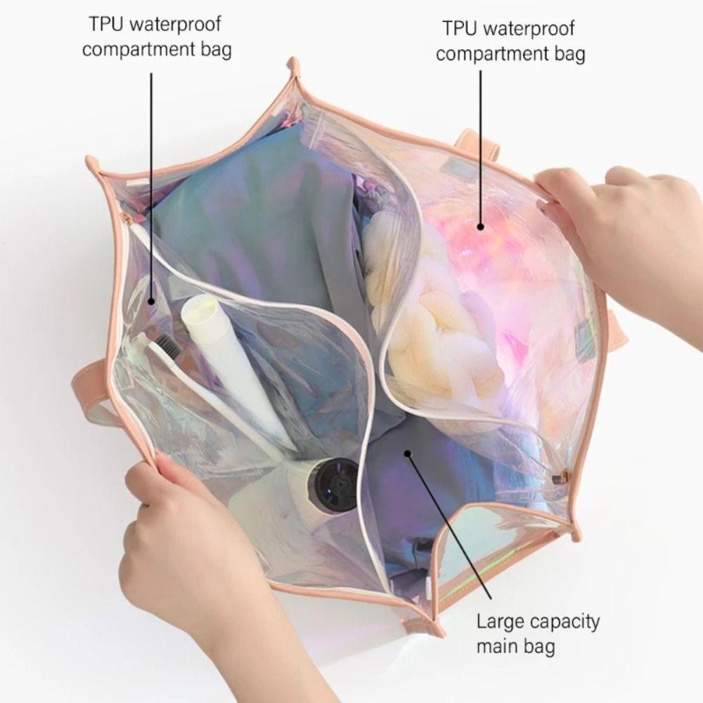 Wasserdichte PVC-Strandtasche Transparente Schwimm-Handtasche Tragbare Jelly-Tasche Damen