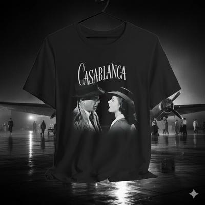 Casablanca Film T-shirt Zwart Klassieke Film Humphrey Bogart Tee - T871
