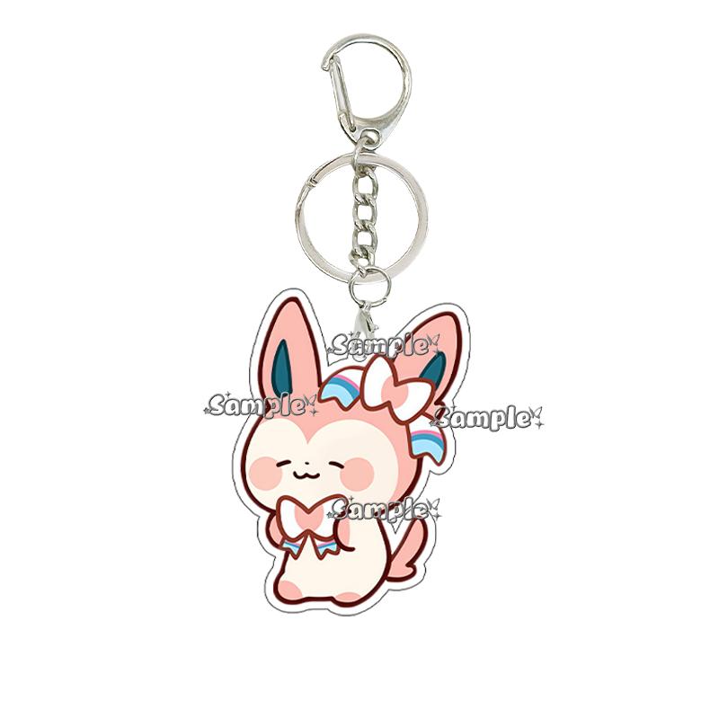 

Hot Pocket Anime Leafeon Sylveon Game Acrylic Keychain Charm Umbreon Eevee Cartoon Character Pattern Key Ring Ornament Gifts Toy about 5cm