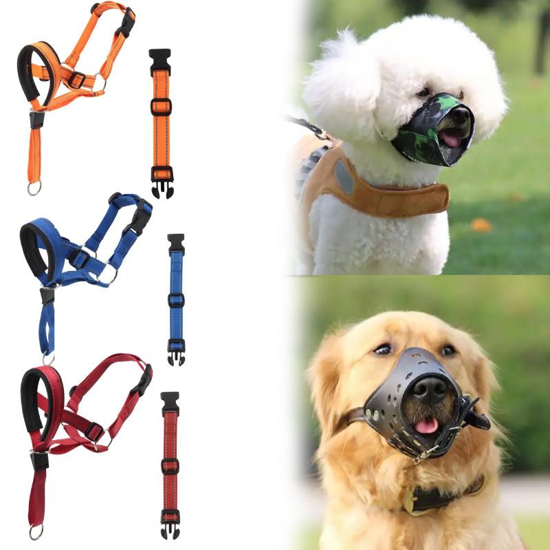 Mouth Muzzles Dog Anti Bark Collar Breathable Training Set Strips Reflective