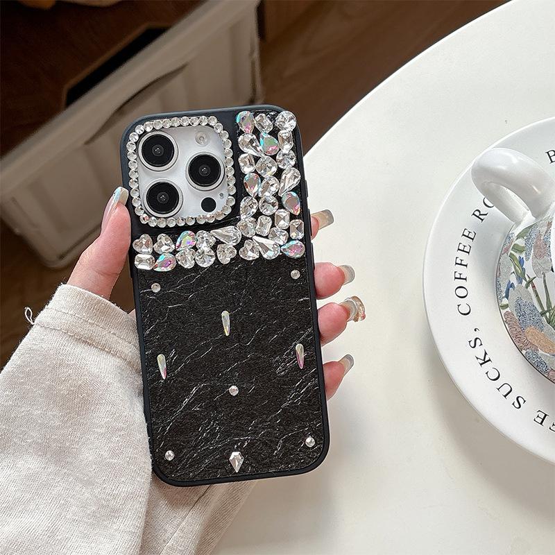 Leather Luxury Rhinestone Mobile Phone Case Is Suitable For Apple 17 Giant Good-Looking 14 Women'S Iphone16Promax Personality 15.