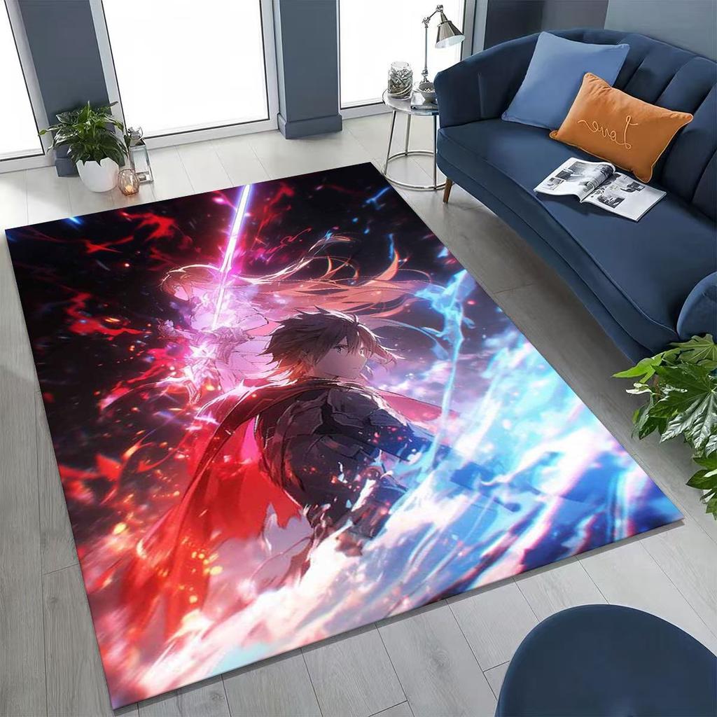 Anime SAO Sword Art Online Cartoon 3D Rug for Bedroom Living Room Sofa Home Doormat Decor, Large Kids Play Non-slip Floor Mat