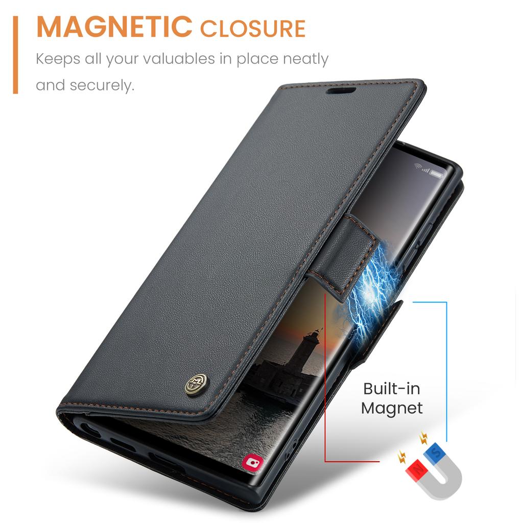 CaseMe RFID Blocking Wallet Case for Galaxy S24 Ultra S10 S20 S21 S22 S23 S25 Card Holder Magnetic Clasp Leather Book Folio Case