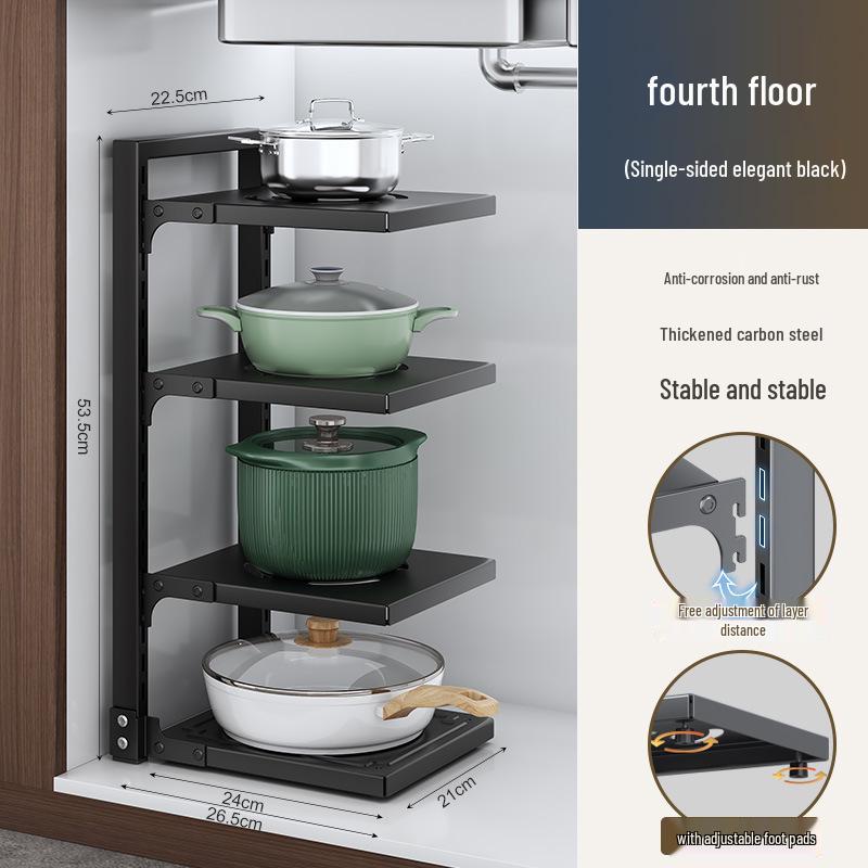 Flerlagrigt köksförvaringsställ för bänkskivor och under diskbänken - Organisera kastruller och stekpannor