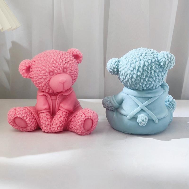 Candle Mold for Candle Making Sitting Bear Silicone Mold for Aromatherapy Plaster Colored Gypsum Mould DIY Crafts
