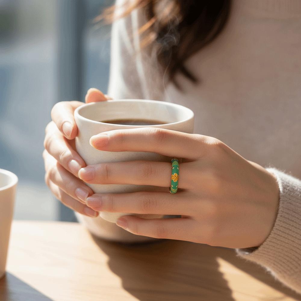 Unique Enamel Dot Open Ring Chinese Style Adjustable Ring Elegant Bohemian Ring  Women