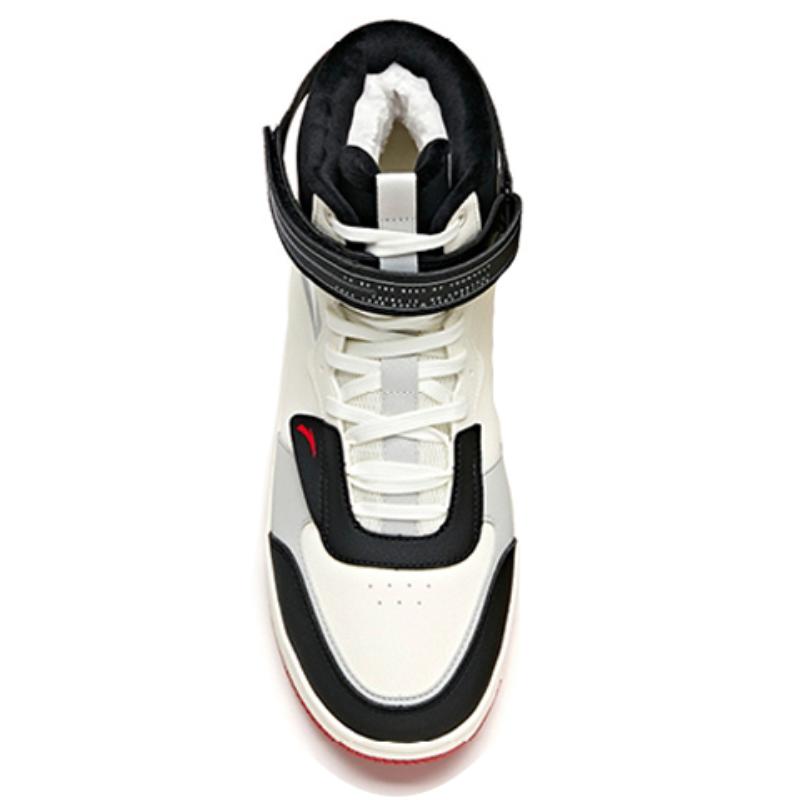 Anta Thermal, Slip Resistant, And Abrasion Resistant Coverage High Top Skateboard Shoes Men's White Black Sneakers 912048900-3