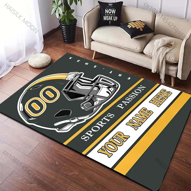 1PC Personalized Custom Name Carpet Rugby Team Print for Living Room Bedroom Home Decor Non-slip Floor Mat Luxury Gift