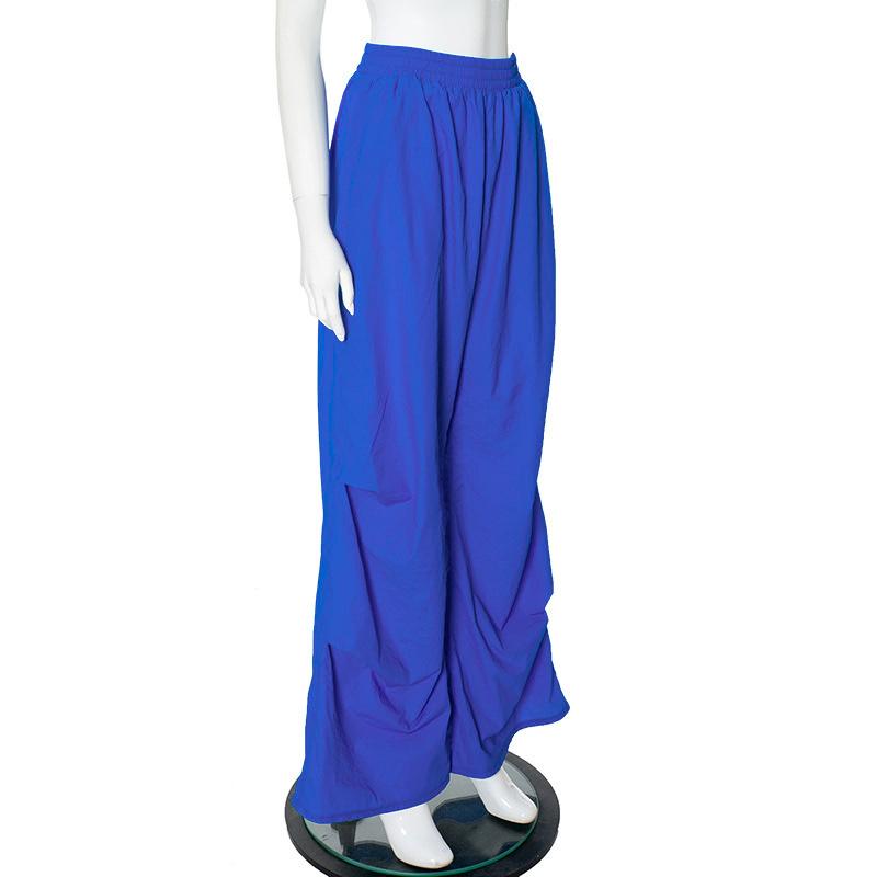 Women's Plus Size Solid Color Straight Leg Work Pants Pocket Elastic High Waist Casual Pants