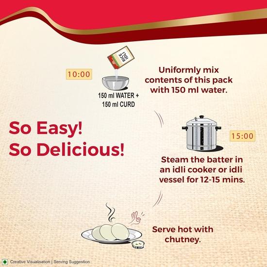 Aashirvaad Instant Mix Rice Idli, 200g Pack, 50 Rice Idlis In 3 Steps | Soft & Fluffy Idlis