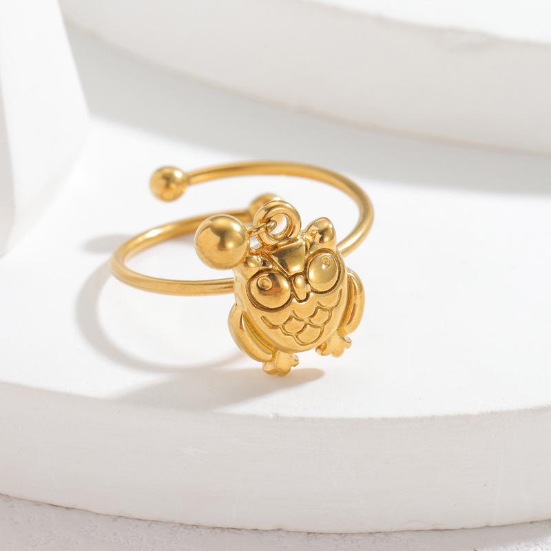 18K Gold Multi-Element Stainless Steel Pendant Ring - Fashionable High-End Design