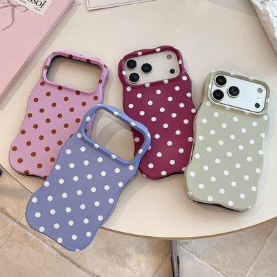 Fashion Wave Edge Morandi Color Polka Dot Phone Case For For Iphone 17 16 15 14 13 Pro Max 2 IN 1 Frosted Shockproof Bumper Cover