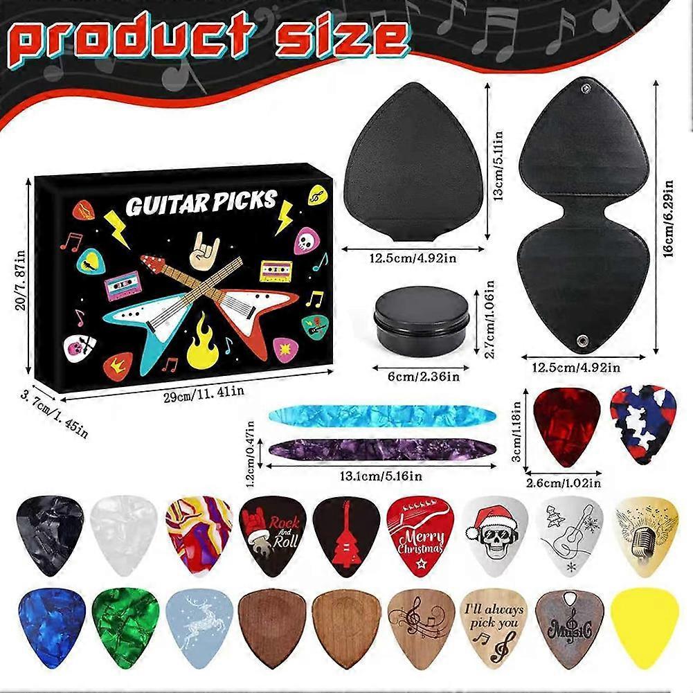 Guitar Picks Advent Calendar 2025 - 24pcs Guitar Picks Christmas Gfit for Guitar Lovers