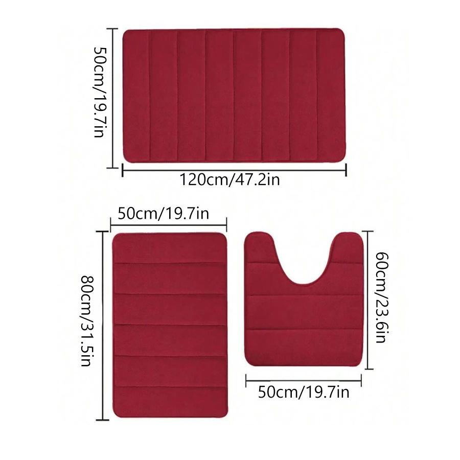 Three Piece Toilet, Bath Floor Mat, Shower Mat, Bath Absorbent Mat, Non Slip Carpet, Soft and Comfortable, Laundry Room.