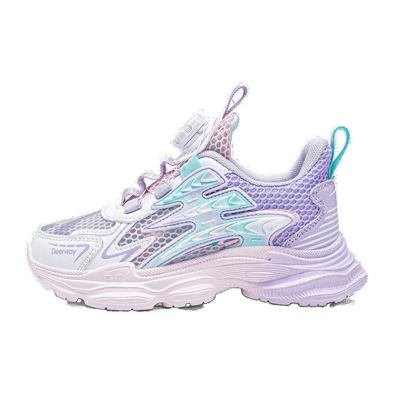 Delhui students summer new breathable single net children's sports shoes lightweight soft sole girls casual button running shoes