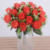 Artificial Peony Flowers Bouquet Red Rose Eucalyptus Leaves Wedding Decoration Peony Fake Flower For Party Home Decor Outdoor