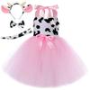 Toy Jessie Woody Costumes for Girls Birthday Halloween Cowgirl Fancy Dress with Hat Kids Pink Cow Tutu Outfit Animal Clothes Set