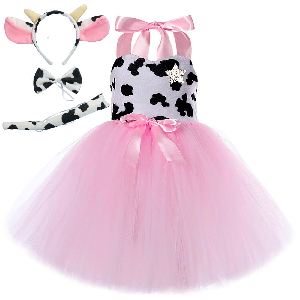 Toy Jessie Woody Costumes for Girls Birthday Halloween Cowgirl Fancy Dress with Hat Kids Pink Cow Tutu Outfit Animal Clothes Set