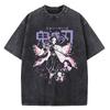 Japanese Anime Demon Slayer Printed Tshirt Mens and Womens Washed Tshirt High Quality Vintage Cotton Tshirt YK Tops