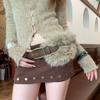 Trendy Design Faux Fur Belts Y2K Embossed Antique Bronze Belt Retro Waist Belts  Women Fashion