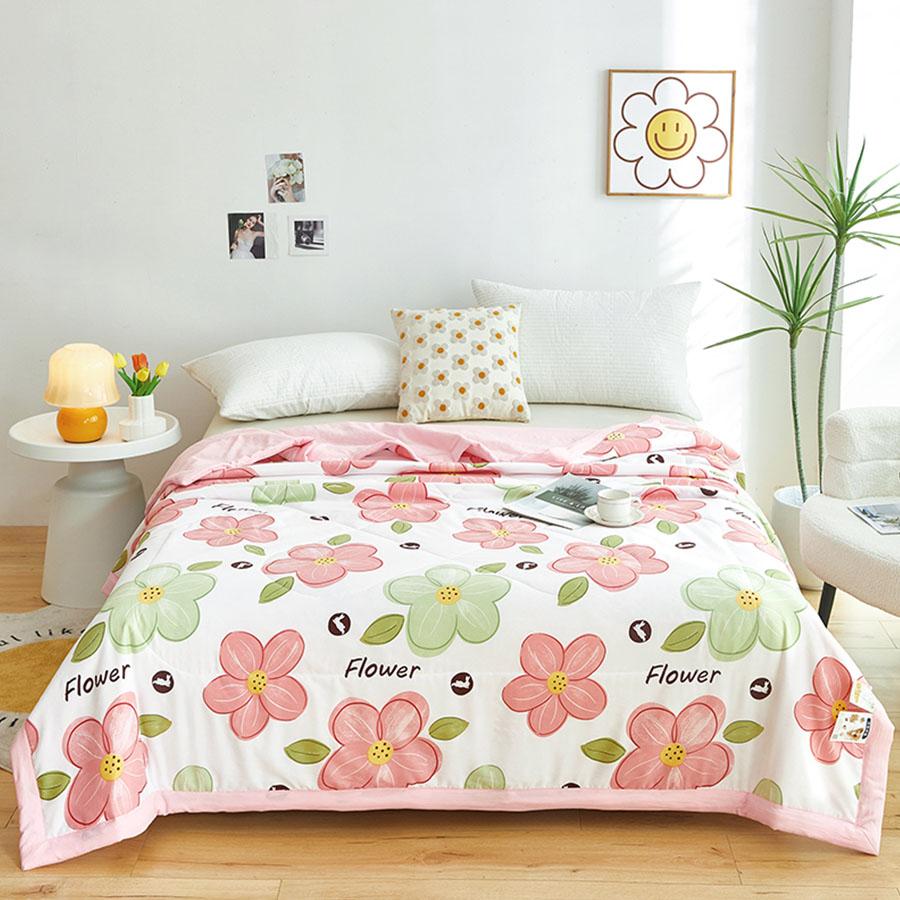 Class A Washed Cotton Summer Quilt Can Be Machine Washable Printed Air Conditioning Quilt Soft Waxy Thin Double Cover Blanket