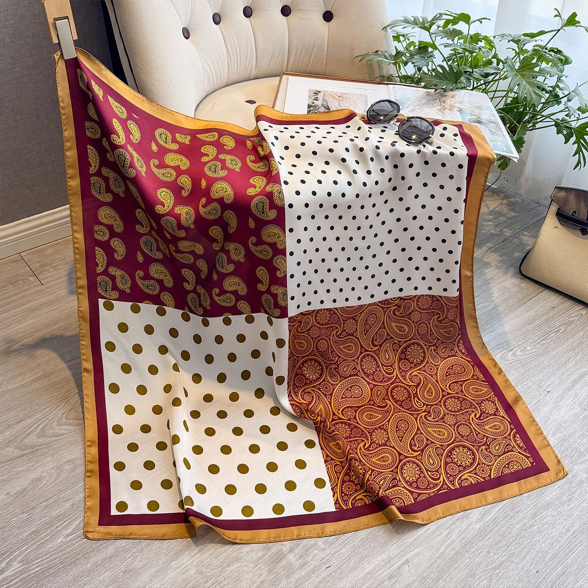 

Твиловый шелковый платок на голову Хиджаб Квадратный платок с принтом 90 см Теплые пляжные палантины Шаль Накидки Женская повязка для волос Сумка Браслет Бандана Фуляр